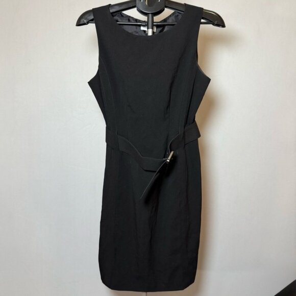 Calvin Klein Sleeveless Black Belted Mini Dress, Sz 10 Office Professional 2/$15 - Picture 1 of 11
